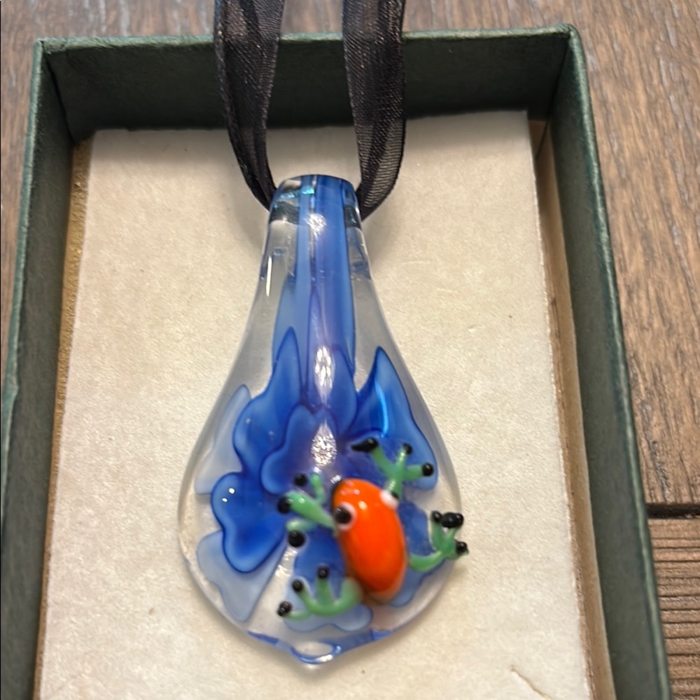 Glass Pendant with Frog Design